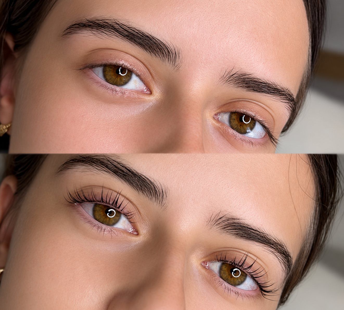 Comparação antes e depois de lash lifting